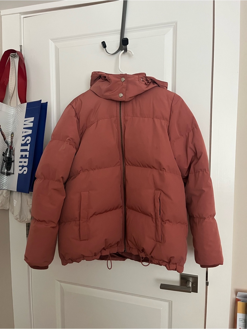 Madewell Rust Red/Dusty Rose Puffer Jacket with Hood